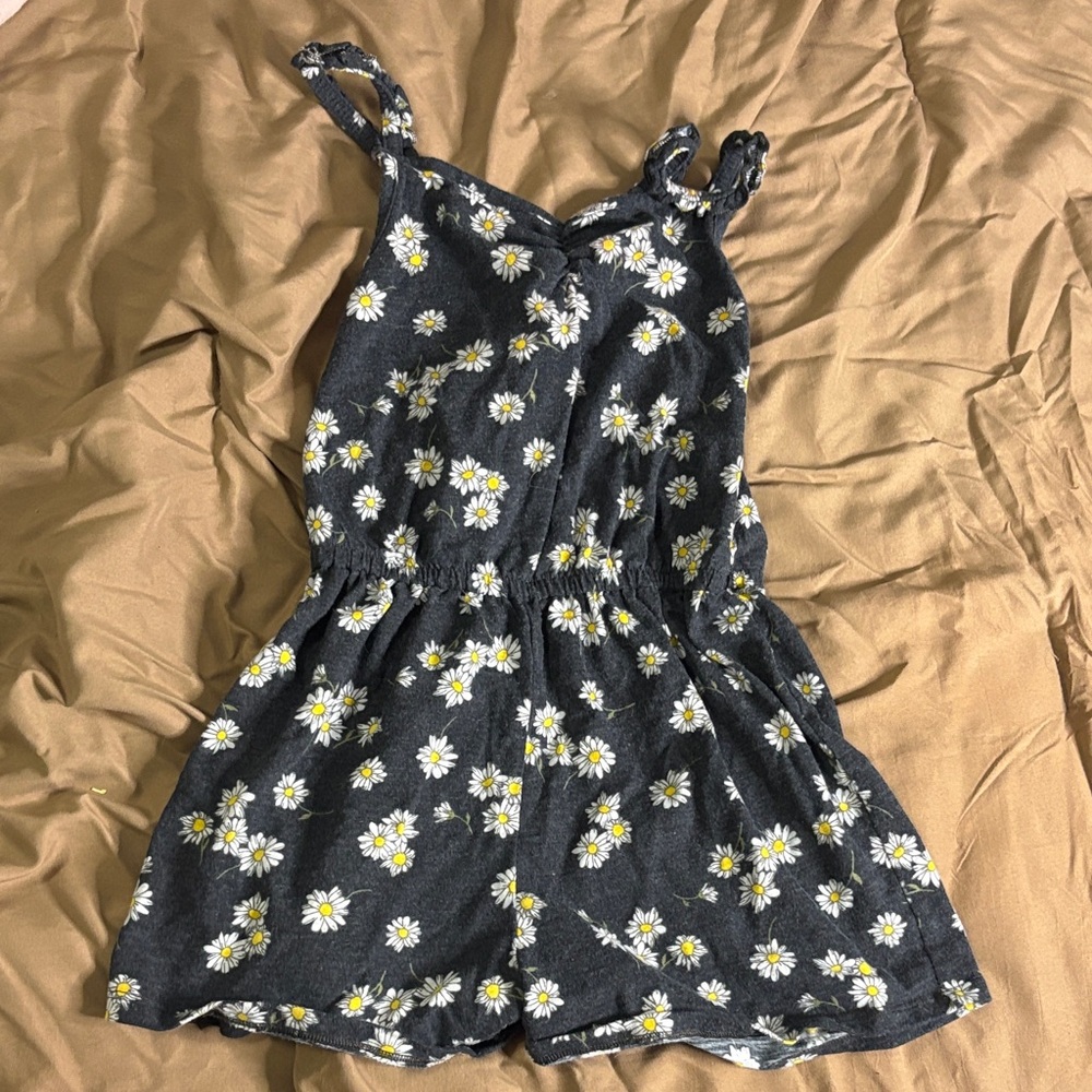 Girls Dark Navy Floral Kids Romper